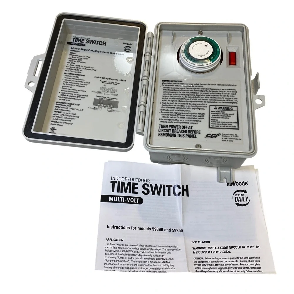 Woods 59396 Indoor Outdoor Multi-Volt 24 Hour Time Switch New Open Box